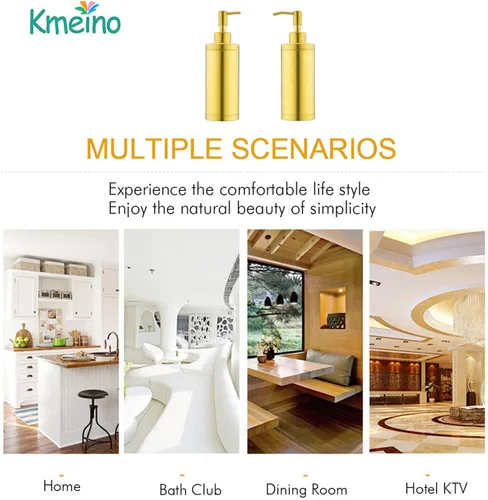 Miniatura 8 de Dispensador de jabón dorado, dispensador de jabón completo de acero inoxidable para encimera, botella líquida Prime de 10.1 fl oz para cocina