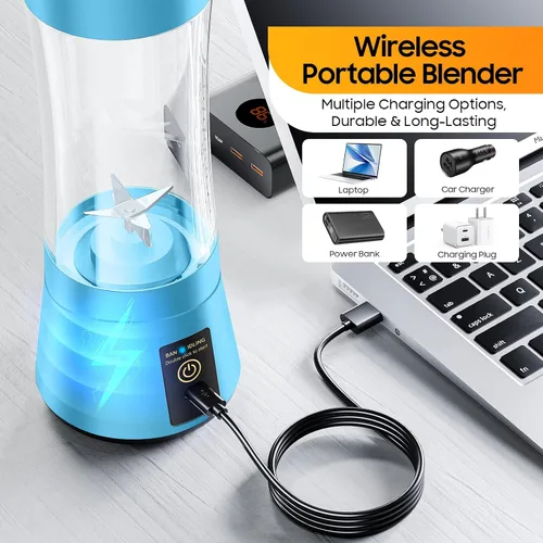 Miniatura 8 de Licuadora portátil para batidos y batidos, licuadora personal con taza de viaje de 12 onzas, libre de BAP, 6 cuchillas de acero inoxidable, recién