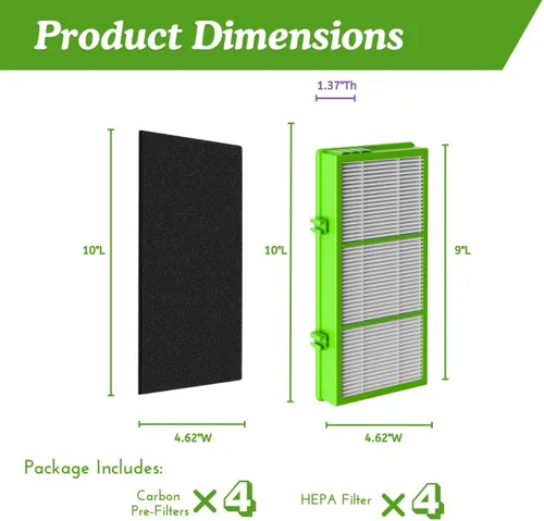 Miniatura 5 de Nispira AER1 HAPF300AHD - Filtros de eliminación de alérgenos para purificador de aire Holmes HAPF300AH-U4R HAPF30AT HAP242-NUC, 4 HEPA 4 Carbon