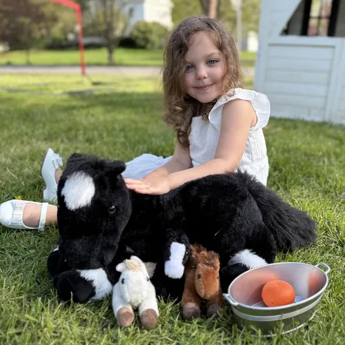 Miniatura 5 de Tezituor 4 piezas de animal de peluche de caballo con bebés, caballo de peluche grande de 18 pulgadas mamá con bebé de pony de peluche, lindo
