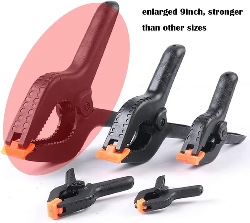 Miniatura 3 de ONDY Paquete de 2 abrazaderas de resorte grandes de 9 pulgadas, de muselina de nailon resistente, abrazaderas de carpintería, fondos de estudio