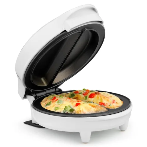Miniatura 11 de Holstein Housewares Máquina de omelete y frittata de 2 secciones de acero inoxidable, revestimiento antiadherente, fácil de limpiar, luces Negro