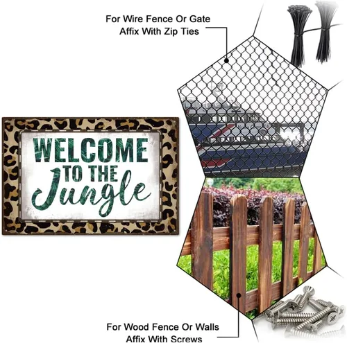 Miniatura 4 de GLOBLELAND Letrero de lata vintage de selva de 8 x 12 pulgadas con texto en inglés "Welcome To The Jungle" retro con texto en inglés "Welcome To The