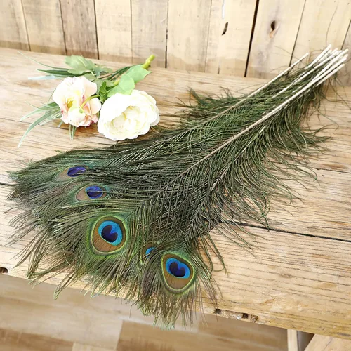 Miniatura 5 de Larryhot Plumas de pavo real artesanal a granel – 40 plumas de 18 a 20 pulgadas para manualidades, bodas, hogar y decoraciones de fiesta