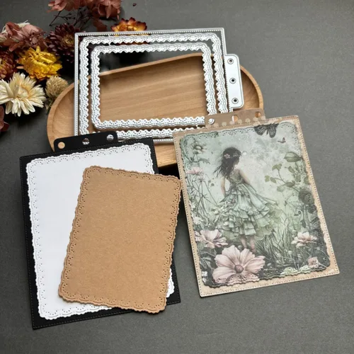 Miniatura 21 de Troqueles para álbumes de recortes, marco de capas de corte de metal para hacer tarjetas, plantilla de perforación de manualidades de papel, 8