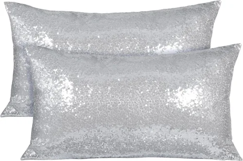 Miniatura 17 de Poise3EHome Fundas de almohada decorativas de 18 x 18 pulgadas, color rosa fucsia con lentejuelas, para sofá, cama, sala de estar, Navidad