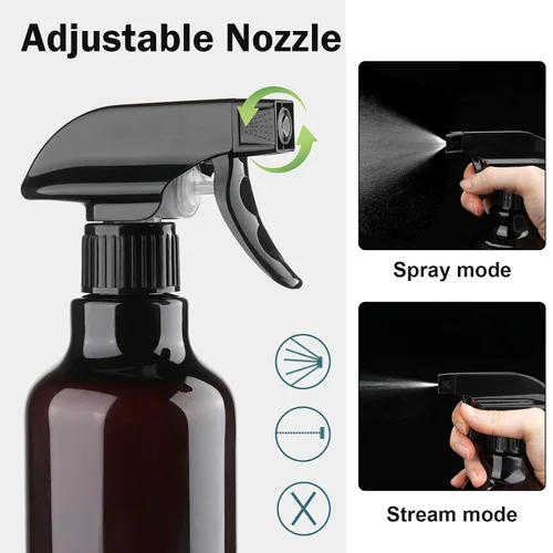 Miniatura 3 de Botellas de spray de plástico Hethyo Botellas de spray vacías 16.9oz/500ml Paquete de 2 botellas de pulverización resistentes Botella de agua