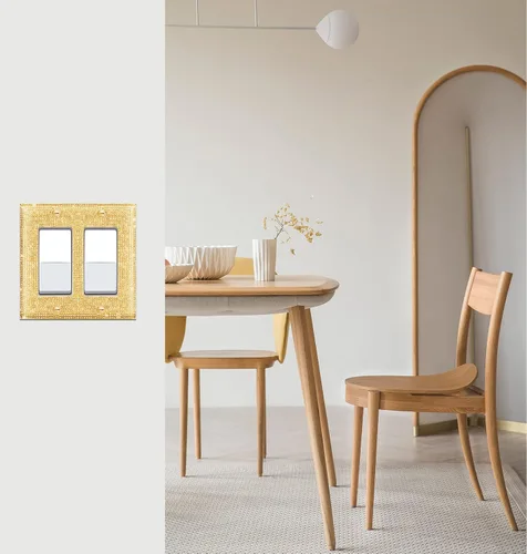 Miniatura 6 de 1 funda para interruptor de luz brillante – Cubierta de placa de interruptor con purpurina dorada con diamantes de imitación 2.2 lbs-2-Oro