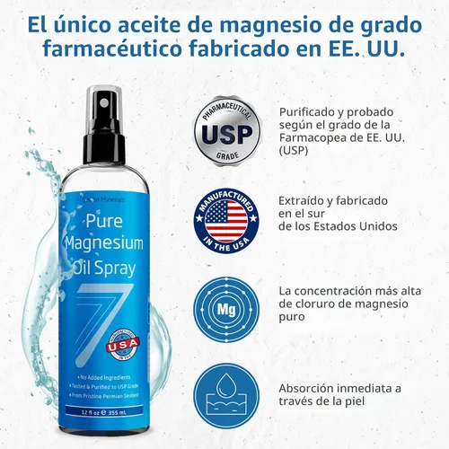 Miniatura 2 de Aceite puro de magnesio USP, grande de 12 onzas, con libro electrónico gratis (idioma español no garantizado), excelente cura para un mejor sueño