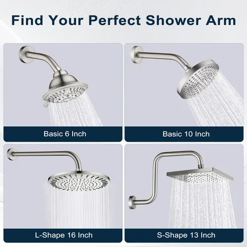 Miniatura 6 de BRIGHT SHOWERS Brazo de extensión de cabezal de ducha de 33 cm con brida en forma de "S" elevador de alto alcance, brazo largo de tubo de ducha