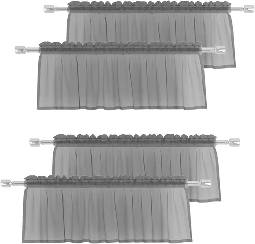 Miniatura 19 de Cenefas traslúcidas beige de 18 pulgadas, cortinas para ventana de sala de estar, dormitorio, cocina, mini paneles de cortina cortos pequeños