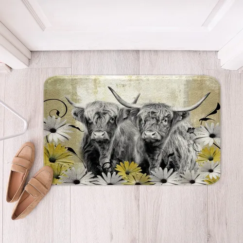 Miniatura 22 de Highland - Alfombra de baño de vaca para regalo de vaqueros, alfombra de baño de granja occidental de 20 x 32 pulgadas, tapete de baño de animales