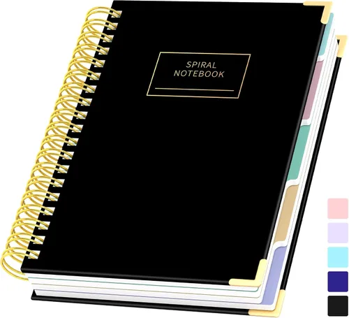 Miniatura 19 de Cuaderno de espiral de tapa dura con pestañas de 8 x 10 pulgadas, diarios grandes con líneas en espiral para mujeres con divisores, 240 páginas, D