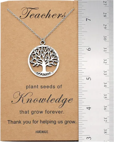Miniatura 7 de Quan Jewelry, el regalo perfecto para el día del maestro, collar árbol de vida, con tarjeta de agradecimiento, 16 pulgadas a 18 pulgadas