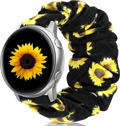 Miniatura 17 de Correas elásticas de repuesto para Samsung Galaxy Watch 4 5 Pro 6 7 Classic Galaxy Active 1 2 1.575 in 1.732 in para mujer Bla-M A-Negro