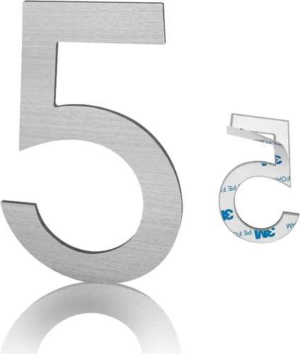 Miniatura 12 de Números de casa modernos de 3 pulgadas, número de buzón de correo plateado cepillado, material de acero inoxidable, números de puerta autoadhesivos 7