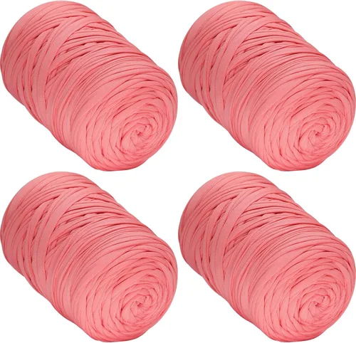 Miniatura 33 de 400g de hilo de tela elástica para tejer con ganchillo para DIY, 119 metros de hilo de espagueti grueso para tejer para proyectos de bolso, cesta