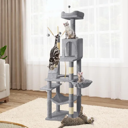 Miniatura 11 de YITAHOME Árbol para gatos de varios niveles de 44 pulgadas para gatitos de interior, muebles para gatos con postes para rascar, perca de felpa