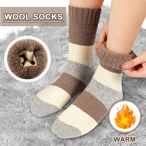 Miniatura 4 de Heatuff Calcetines de lana de invierno para mujer, cálidos, suaves, con cojín completo (5 pares)