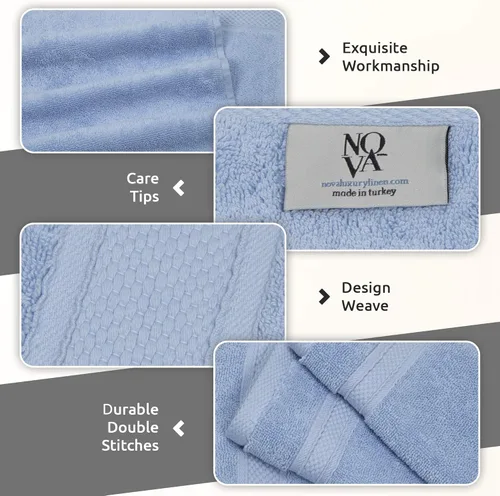 Miniatura 3 de NOVA Luxury Linen - Juego de toallas turcas de calidad hotelera para baño (juego de 6 piezas de toallas, azul cielo)