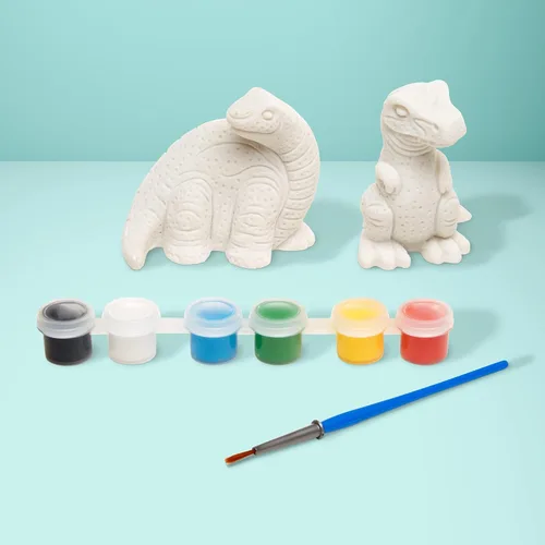 Miniatura 3 de Melissa & Doug Decorate-Your-Own Dinosaur, kit de artesañías de figuras; 2 dinosaurios de resina sólida pintada