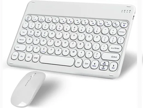 Miniatura 10 de Combo de teclado y mouse inalámbricos Bluetooth rosa, portátil, pequeña, delgada, compacta, ergonómica, de viaje, teclado inalámbrico para iPhone