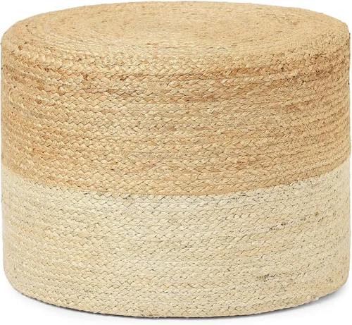 Miniatura 15 de REDEARTH Puf circular de yute, puf otomano – Puf trenzado con acento para sentarse redondo reposapiés para sala de estar, dormitorio, guardería