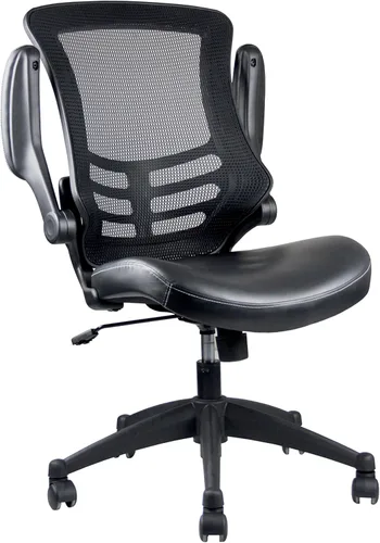 Miniatura 8 de Elegante silla de oficina de malla con respaldo medio con brazos ajustables. Color: negro
