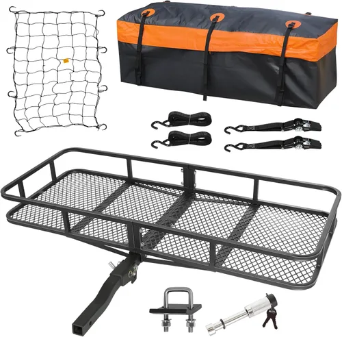 Miniatura 9 de WEIZE Portaequipajes de techo resistente de 54" x 34", cesta de carga para techo con bolsa impermeable, correa de sujeción, red, extensión