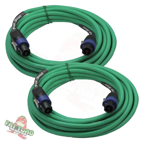 Miniatura 2 de Fat Toad Cables Speakon de 25 pies (Serie Twist-LockPRO), paquete de 2 cables de audio de cable verde de 12 AWG con conectores para cabina de DJ