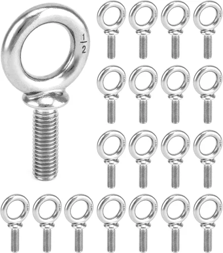 Miniatura 11 de QWORK Perno de ojo, paquete de 10 pernos roscados de acero inoxidable de grado marino UNC de 3/8" x 1-1/4