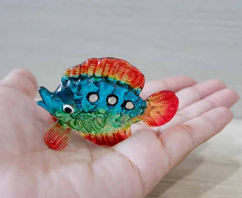 Miniatura 6 de 1shopforyou Figura de cristal soplado, figura de pez marino tropical, arte en miniatura, colección de vida marina, decoración de acuario, animal