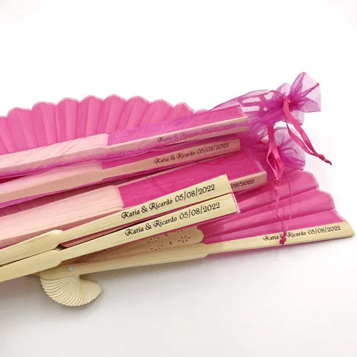 Miniatura 4 de Abanicos de mano personalizados para recuerdos de boda, abanicos de papel plegables de mano con bambú para regalo de boda, fiesta, hogar, bricolaje