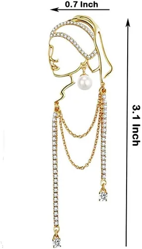 Miniatura 6 de Pendientes de perlas con borlas para mujer, aspecto dorado de niña con perlas, diseño único de moda, Zinc, Perla