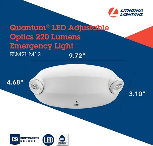 Miniatura 5 de Lithonia Lighting Quantum - Luz de emergencia, luces de emergencia LED comerciales contemporáneas con 2 cabezales de lámpara orientables, montaje