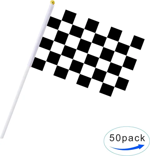 Miniatura 4 de Banderín de bandera a cuadros de carreras, paquete de 50, blanco y negro, decoraciones para fiestas de autos de carreras y eventos deportivos