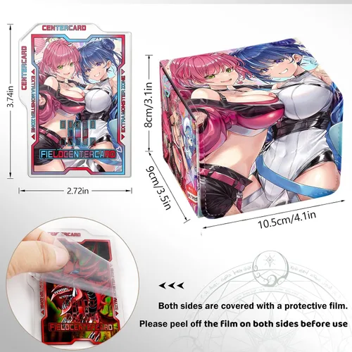 Miniatura 2 de Caja de almacenamiento para cartas se adapta a YGO MTG, caja de almacenamiento para más de 100 cartas para juegos de cartas de colección de piel PU