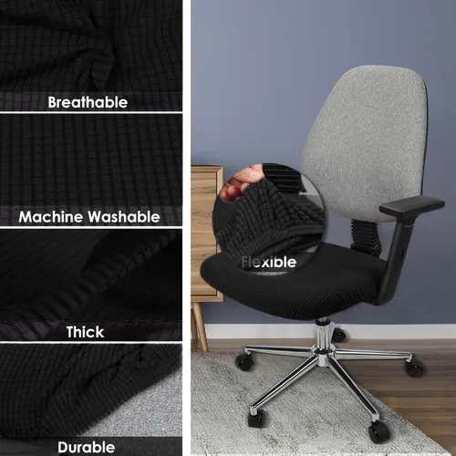 Miniatura 5 de Yikko - Fundas elásticas de jacquard con licra suave, con textura de grano de maíz, para sillas, aptas para oficina, comedor, bar, fundas