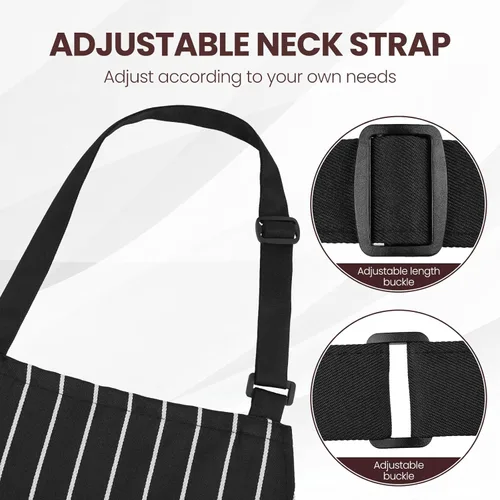 Miniatura 4 de Serrenf Paquete de 2 delantales, delantales de cocina de cocina, delantal ajustable con 2 bolsillos para hombres y mujeres, delantal de chef