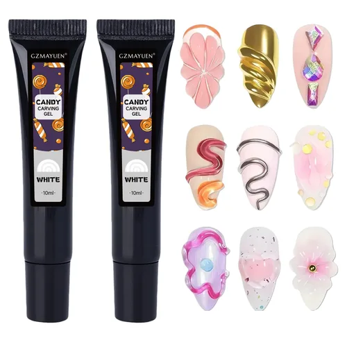 Miniatura 8 de 3D Gel Nail Art 0.35 oz No Wipe Clear Black White Nail Sculpting Gel, Gel Liner 3D Nail Gel Sculpting Gel en relieve Gel de caramelo Gel Moldeo de 3