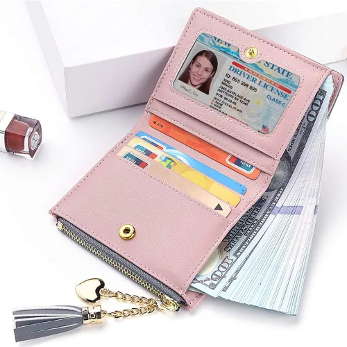 Miniatura 4 de Cartera para mujer pequeña billetera compacta Bifold cartera RFID titular de la tarjeta de crédito mini cartera de bolsillo bipolar