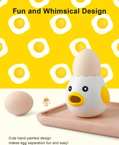 Miniatura 2 de CREASOL Separador de huevos de cerámica, bonito diseño de pollito para separar fácilmente la yema y el blanco, accesorio de cocina apto