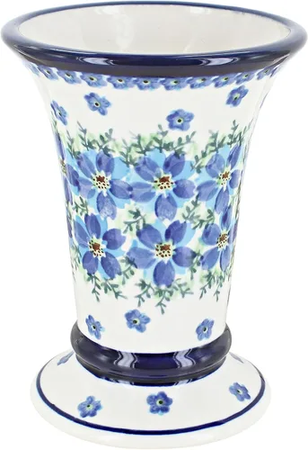 Miniatura 5 de Jarrón pequeño de cerámica pulida de rosas azules, florero pequeño de flores rojas de la selva, 6 pulgadas de alto, florero de cerámica, diseño