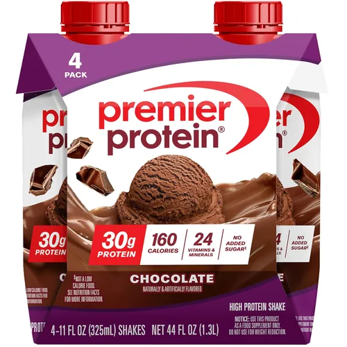 Premier Protein - Batido de proteína sabor a chocolate, 30 gramos de proteína, sin azúcar añadida, 24 vitaminas y minerales para apoyar la salud
