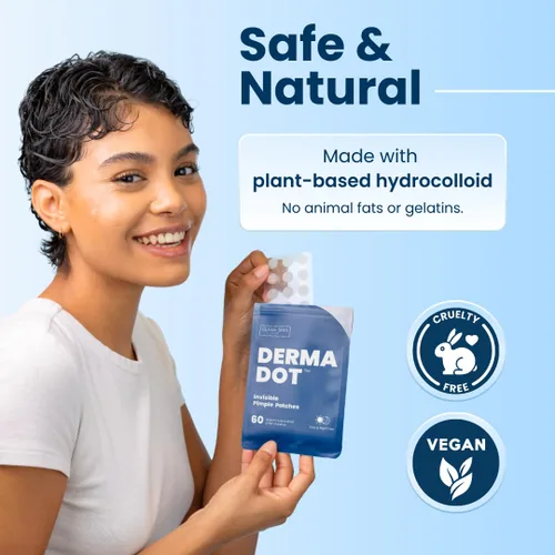 Miniatura 6 de CLEAN SKIN CLUB 60 parches invisibles veganos para espinillas, Derma Dot hidrocoloide para cubrir zits, puntos negros, imperfecciones, adhesivo
