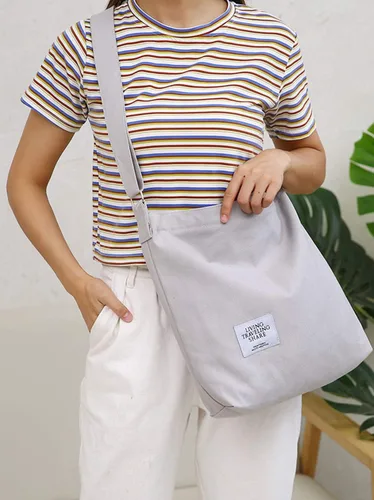 Miniatura 11 de Covelin - Bolsa de hombro informal de lona para mujer, estilo bohemio y retro, bolsa de mano, bolso cruzado, tamaño grande