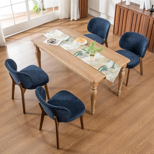 Miniatura 33 de YOUNIKE Silla de comedor con respaldo alto, silla única de cocina estilo moderno de mediados de siglo, silla acentuada sin brazos de tela bouclé