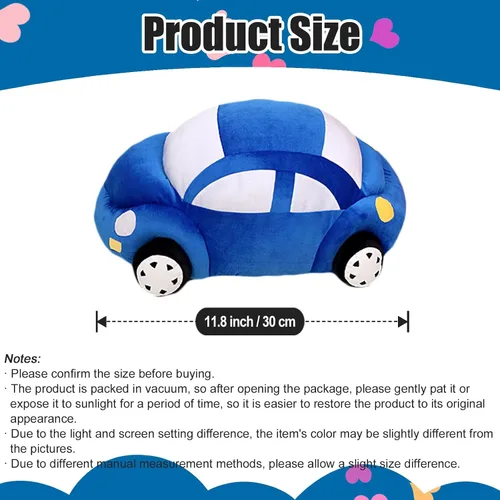 Miniatura 6 de zhidiloveyou Almohada con forma de coche de peluche azul con forma de coche lindo regalo de decoración para niños 11.8 pulgadas