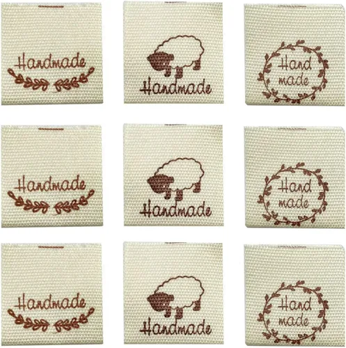 150 etiquetas de costura para ropa, etiquetas tejidas y bordadas hechas a mano (3 tipos)