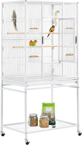 Yaheetech - Jaula grande de 137 cm para aves con capacidad de vuelo para loros, cacatúas, cotorras del sol, agapornis, cacatúas de mejillas verdes,